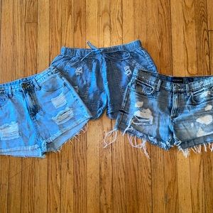 3 pairs Womens Distressed Shorts